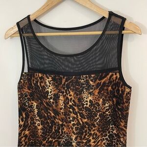 Connected Animal Print Cocktail Dress Womens 10 M Brown Black MOB WIFE Sheath